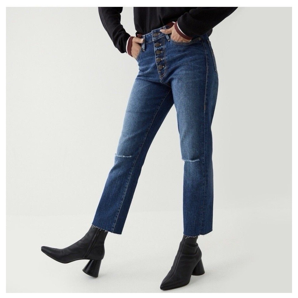 True Religion Starr High-Rise Cropped Straight Women's Buttonfly Jeans Size 28